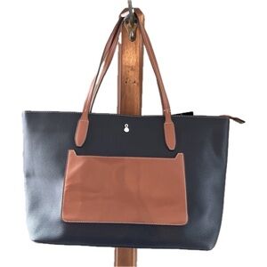 London Fog Black and Tan Tote Bag